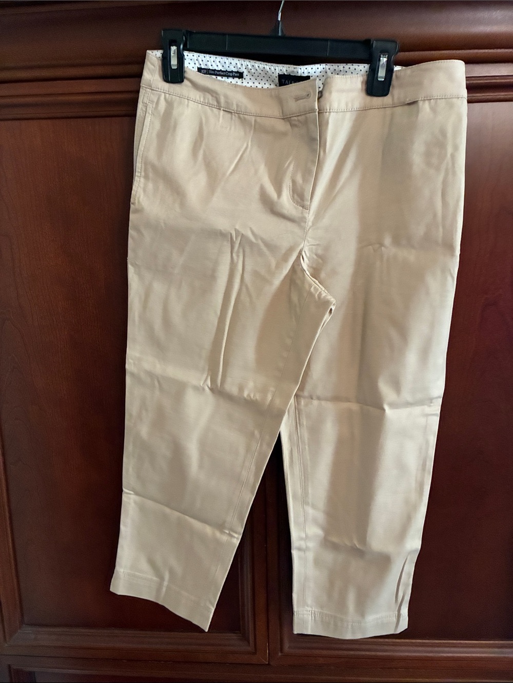 Womens crop Classic Khaki Dress Pants - Beige